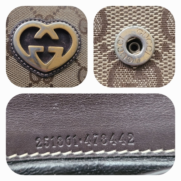 GUCCI Lovely Heart GG Logo Long Bifold Wallet Wallet - Picture 14 of 16